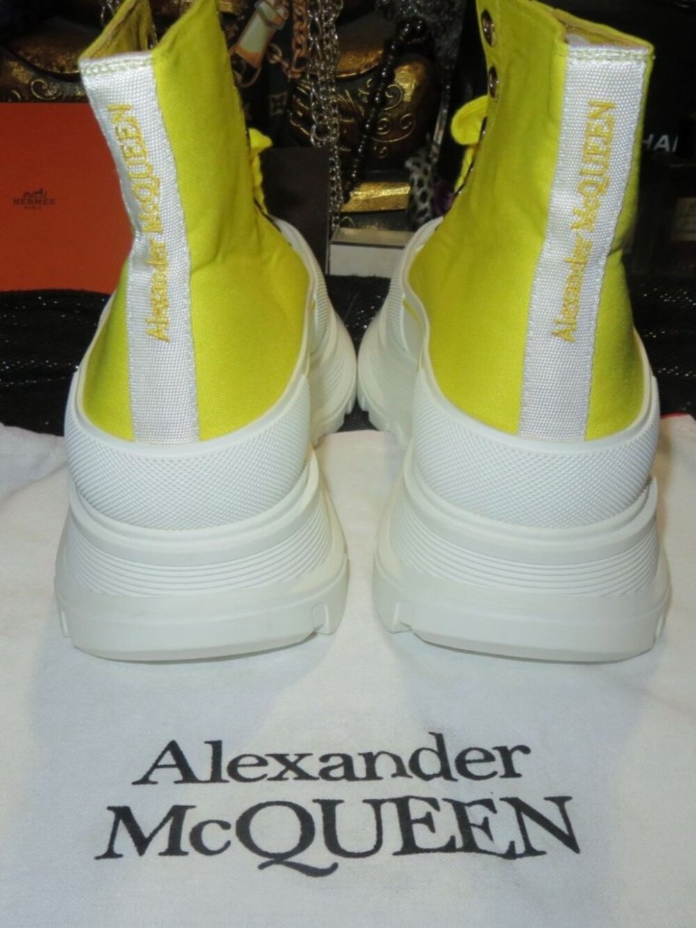 Alexander McQueen Tread Slick Sneakers in Yellow Canvas size 41 Mens 8 womens 10 - Picture 3 of 12